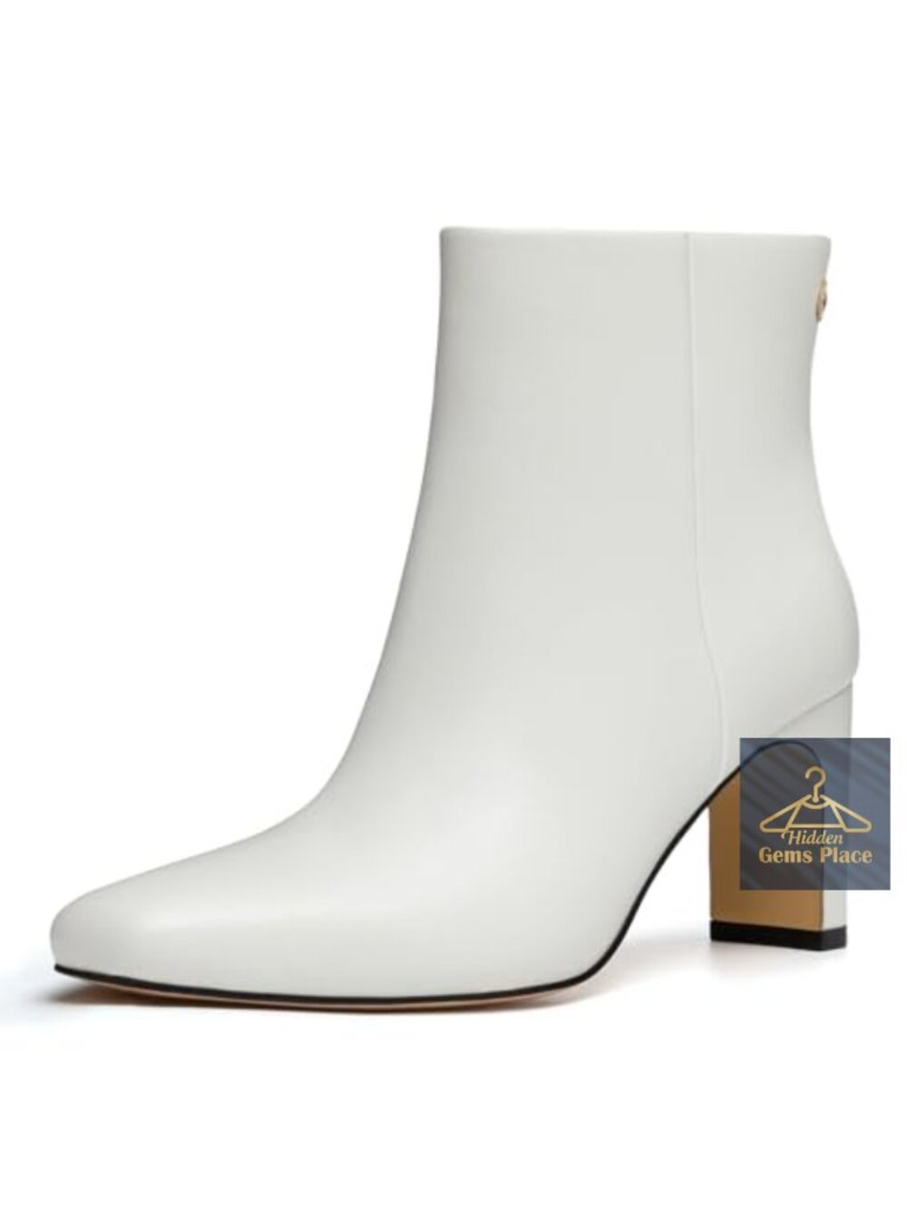 Women's Square Toe Chunky Heeled Ankle Boots with Side Zipper